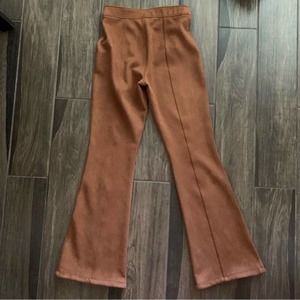 SPANX Faux Suede Flare Pants Rich Caramel Size L Petite NWOT